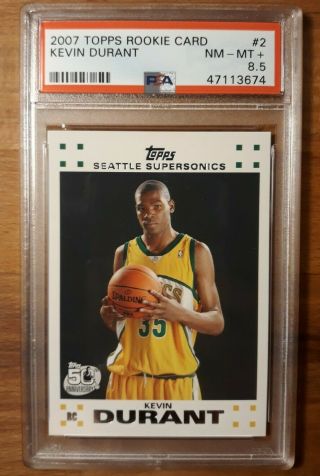 Kevin Durant 2007 - 08 Topps 2 Rookie Card Sp Sonics Nets Psa 8.  5 Nm - Mt,