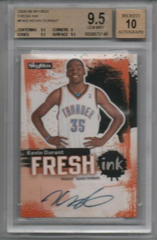 2008 - 09 Skybox Kevin Durant Fresh Ink Bgs 9.  5 10 Auto