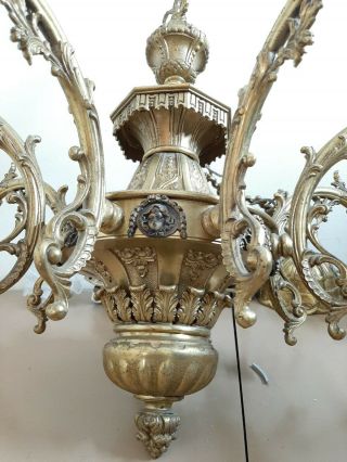 Antique Vintage Brass Chandelier Lighting Ceiling Lamp Light Made in Italy 20kg 3