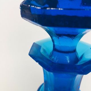 Vintage 1960s MID Century Modern Blue Art Glass Decanter Bottle Stopper Barware 3