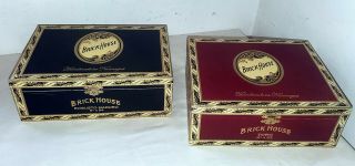 2 Brick House Cigar Boxes Red Toro 6 " X 52 & Black Robusto Maduro 5 " X 54