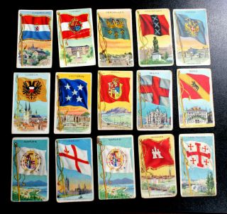 1909 T59 Flags Of All Nations Tobacco Card 15 Country Flags Capitals Cities I