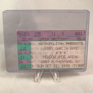 Jerry Garcia Band Meadowlands Arena Nj Ticket Stub Vintage October 31 1993
