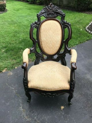 Antique Victorian Rosewood Belter Meeks Rare Arkansas Razorback Parlor Chair