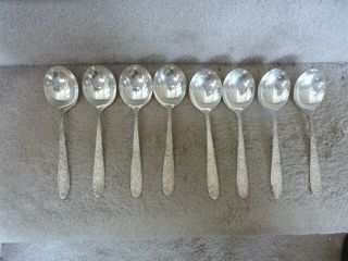 8 Vintage Silver - Plate Flatware National Silver Co.  Narcissus Soup Spoons 6.  75 "