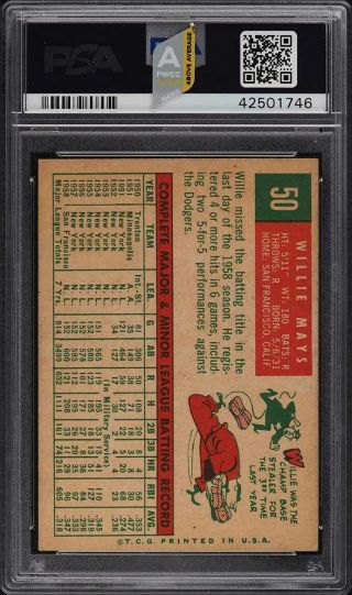 1959 Topps Willie Mays 50 PSA 5 EX (PWCC - A) 2