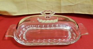 Vintage,  Clear Cut Glass,  Butter Dish With Lid