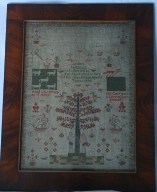 Charming Antique William Iv Sampler Dated 1834 By Ann Dixon Aged 11 Years