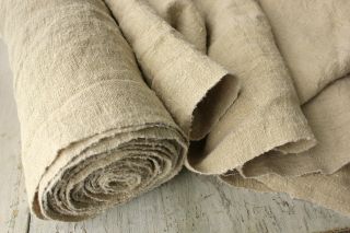 Bolt Grain Sack Fabric Vintage natural organic homespun WASHED linen 11.  2 YARDS 2