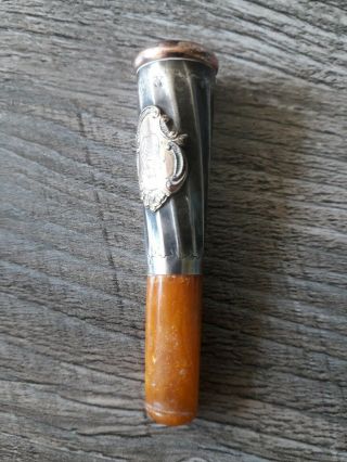 French Silver And Amber Charoot Cigarette Holder