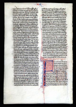 Illuminated Manuscript Medieval Bible Leaf - C.  1250 - 75,  Paris - Large Initials