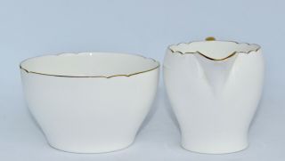 Vintage Shelley Creamer & Open Sugar Bowl - White with Gilt Trims 3