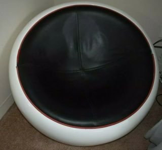 Egg Pod Ball Chairs | Set Of 2 | Local Pickup Only| White Plastic,  Black Leather