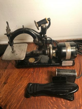 Antique Willcox And Gibbs Hand Crank Sewing Machine W/ Electric Motor Conversion