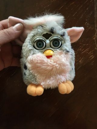 Vtg Tiger Electronic Furby Model 70 - 800 Spotted Gray White Pink