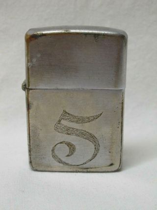 Vintage Zippo Lighter Old Monogramed 5 Or S Navy Estate