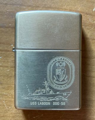 Zippo Lighter Brass Commemorating Uss Laboon Ddg - 58