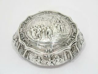 3 5/8 In - European Silver Antique German Hanau Dancing Scene Snuff Box