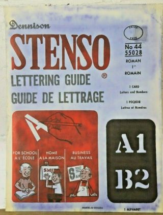 Vintage Dennison Stenso Stencil Letter Number Guide 1965 F2