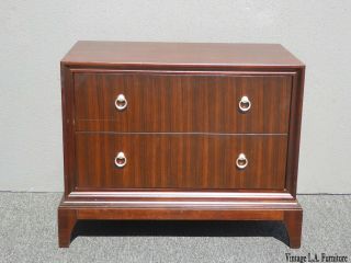 Vintage Ethan Allen Mid Century Two Drawer Solid Wood Nightstand