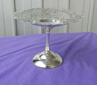 Fruit Candy Tray Stand Pierced Craft Epns Silver - Plate Ware Ornate Vintage