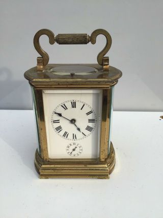 Large Half Oval Brass Carriage Clock With Key For Restoration