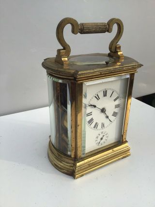 Large Half Oval Brass Carriage Clock With Key for Restoration 2