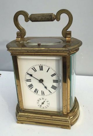 Large Half Oval Brass Carriage Clock With Key for Restoration 3