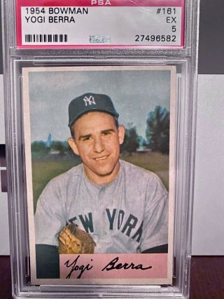 1954 Bowman Yogi Berra 161 Psa 5 Hall Of Fame Great Looking Card
