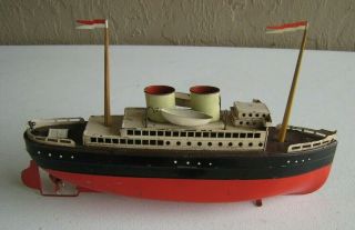 Antique German Fleischmann Ocean Liner Ship Boat Tin Wind - Up 12 " Lg Ck127