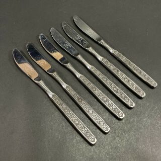 Vintage Retro Wiltshire Stainless Steel Cutlery Flatware Set Of 6 Entree Knives