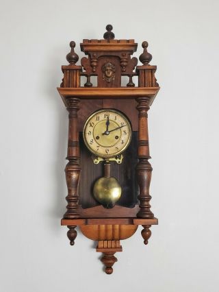 Running 100,  Years Old Antique German Vienna Regulator Mechanical Wall Clock