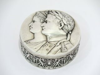 3.  75 In - European Silver Antique German Monarch Portraits Round Box