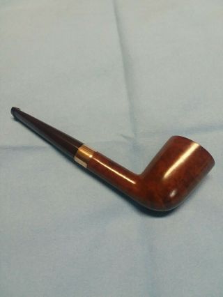 Vintage Dublin Briar Pipe With Brass Band And Cherry Stem
