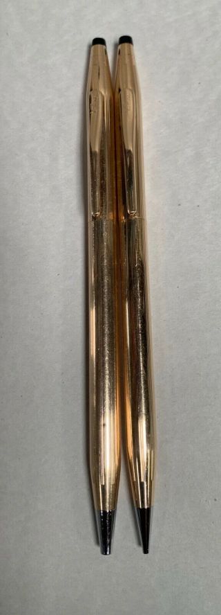 Vintage Cross 1/20 14 Kt Gold Filled Classic Pen & Mechanical Pencil Set (a15)