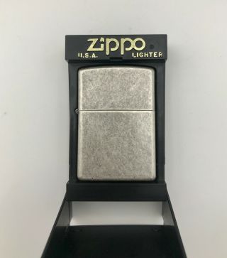 Vintage Zippo Windproof Antique Silver Plate Lighter,  121FB,  w/ Box 2
