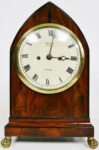 Rare Antique English Regency Mahogany Twin Fusee Bell Striking Bracket Clock