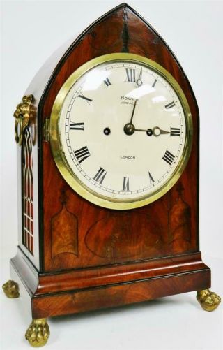 Rare Antique English Regency Mahogany Twin Fusee Bell Striking Bracket Clock 2
