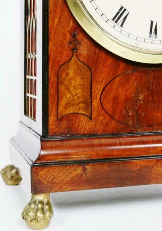 Rare Antique English Regency Mahogany Twin Fusee Bell Striking Bracket Clock 3