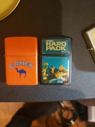 2 Camel Lighters,  The Hard Pack And Orange Zippo