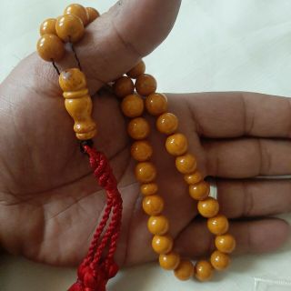 Antique Natural German Pressed Amber Prayer Beads Hand Made 40 Gr