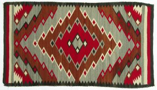 Antique Navajo Ganado Double Saddle Blanket Wool Rug Southwest Pueblo 37 " X 63 "