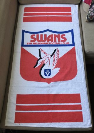 Vintage Vfl South Melbourne Football Club Afl Sydney Swans Towel Rare Footy 70’s