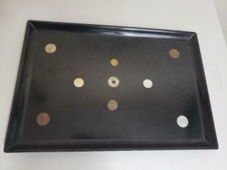 Vintage 15.  25 " X 10.  5 " Inlaid Coin Tray By Couroc Of Monterey California - Silver