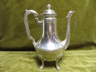 1900 French Sterling Silver Large Coffee Pot Louis Xiv St Shells Roussel 668g