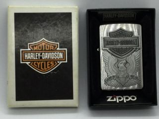 2009 Harley Davidson Polished Chrome Zippo Lighter,  Full Eagle,  Banner