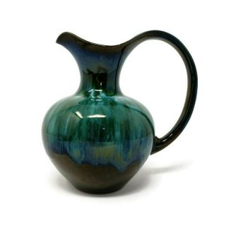 Blue Mountain Pottery Creamer Pitcher Green Drip Glaze Vintage 6 X 4.  5 In.