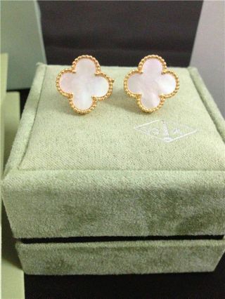 Van Cleef & Arpels Vintage Alhambra 18k Yg Mother Of Pearl Earrings