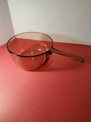 Vintage Vision Corning Ware Amber Glass 1.  5l Saucepan