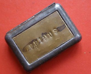 Primus Vintage Stove Match Safe Tin Redtop Match Bryant & May Camping Stove